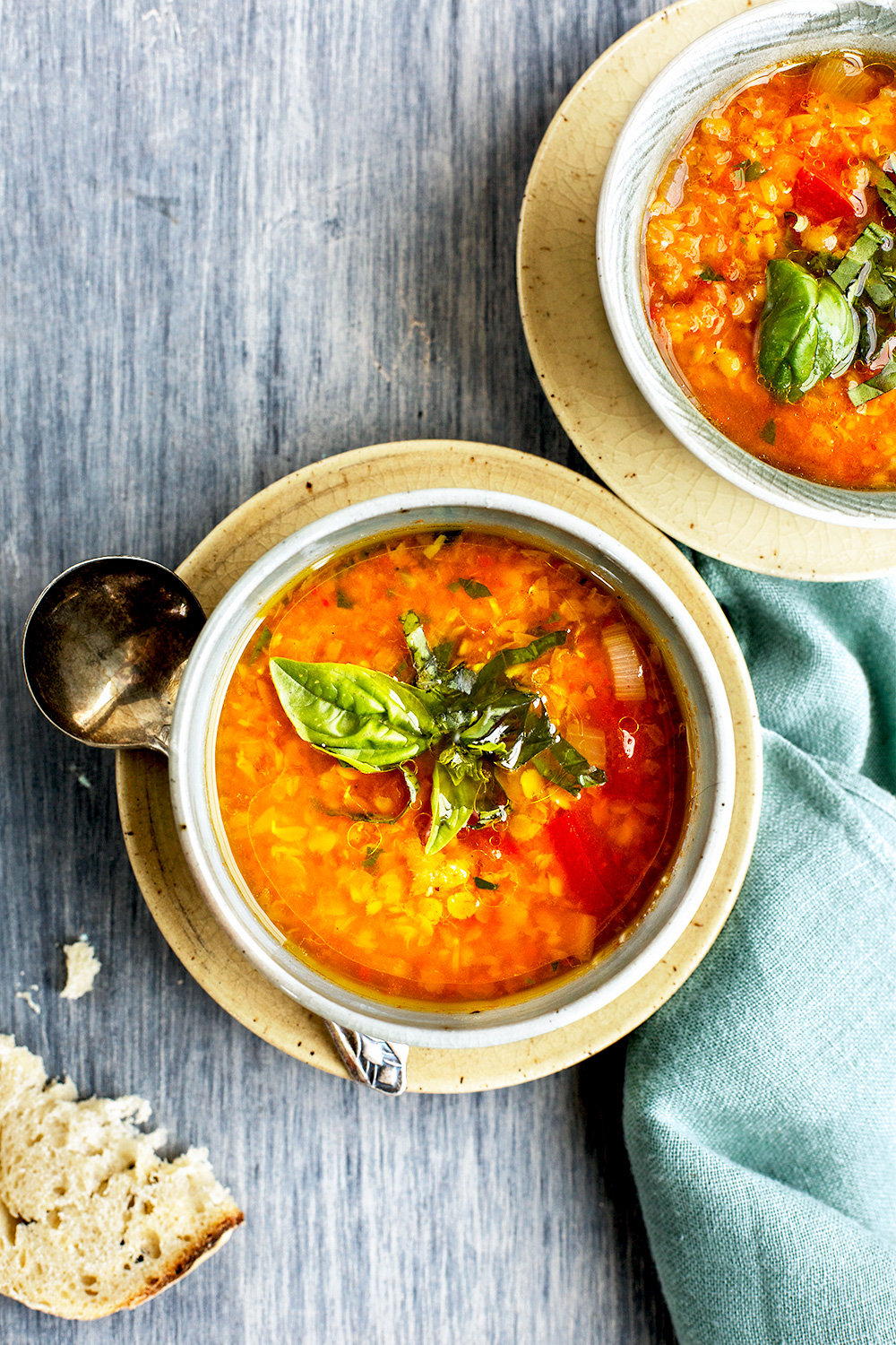 Tomato Basil Roasted Pepper Red Lentil Soup ⋆